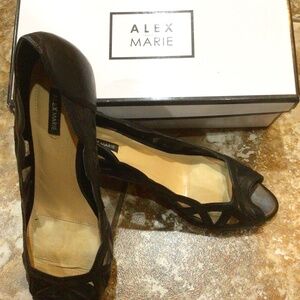 Alex Marie Allisonn Peek Toe Pumps Black Size 8.5